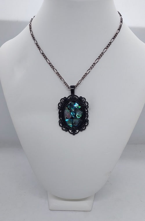 Lustre NZ Paua shell gothic frame pendant