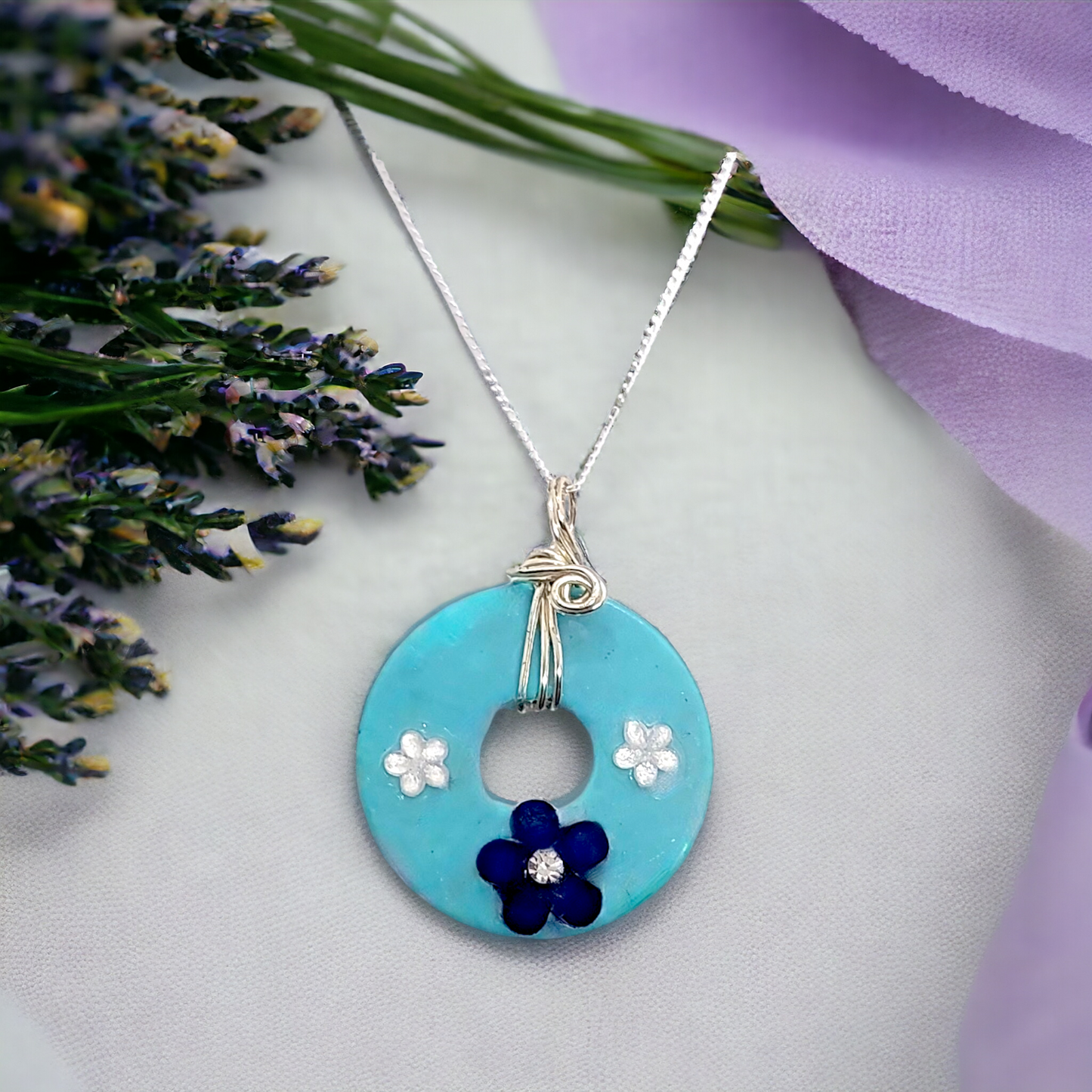 Rainflower Hand Painted Pendant