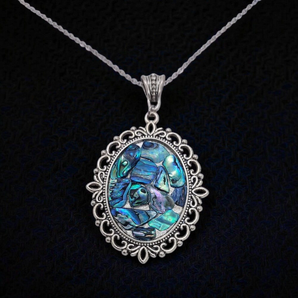 Dreaming NZ Paua shell gothic frame pendant