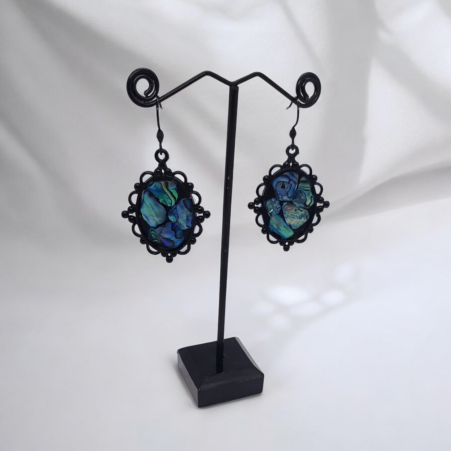 Lustre NZ Paua shell gothic frame earrings